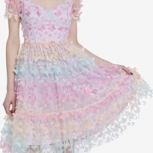 Hot Topic Pastel Butterfly Tulle Mini Dress - Pink, Lavender, Mint, Peach